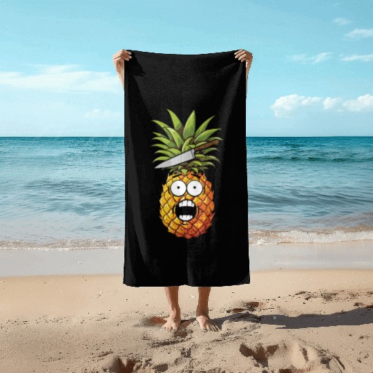 Funny Shocked Pineapple Beach Towels