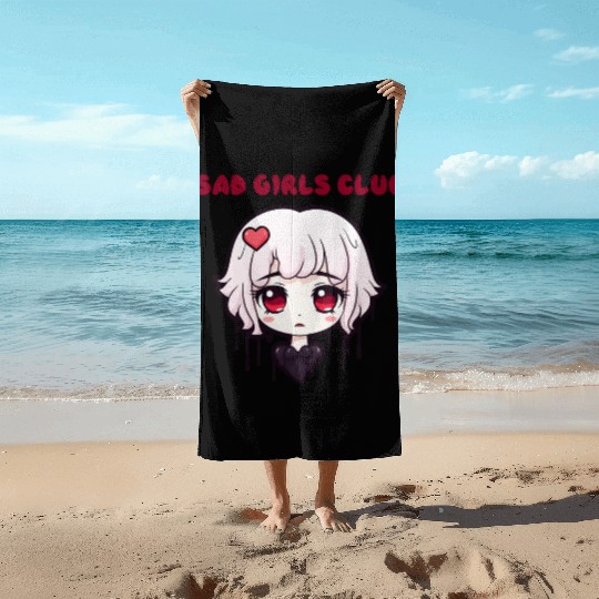 "Kawaii Sad Girls Club" by ART1SAN Beach Towels