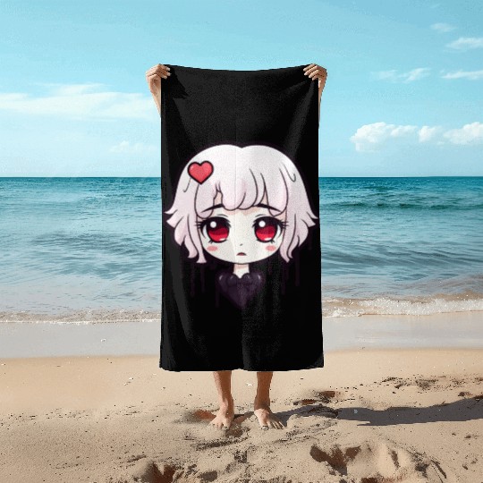 "Kawaii Sad Girls Club" by ART1SAN Beach Towels