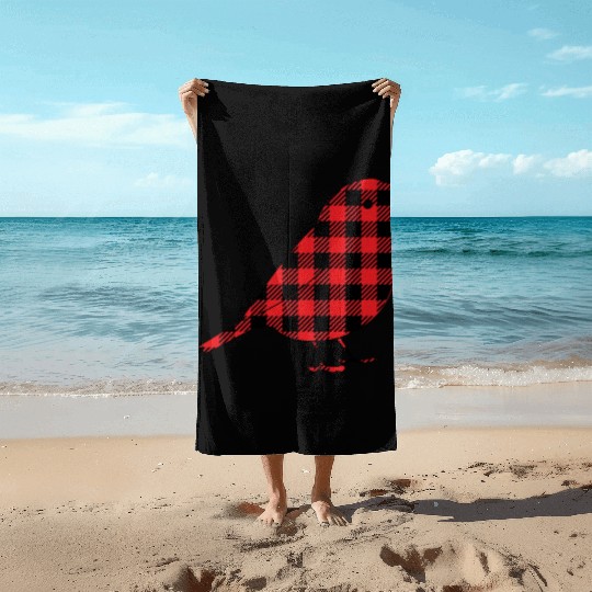 Bird Buffalo Plaid Beach Towels