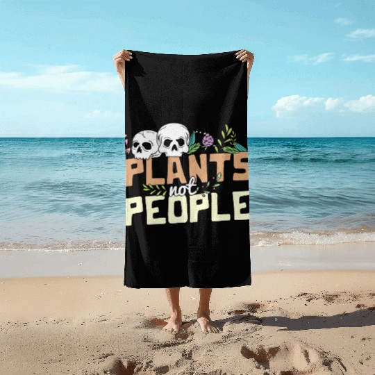 Plants Not People Skulls And Wildflowers Funny Beach Towels