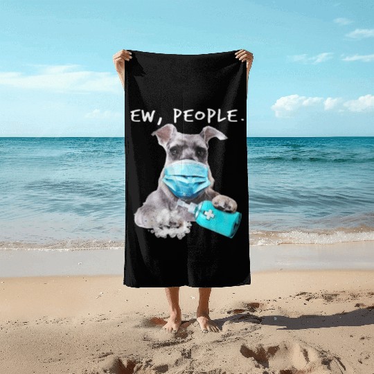 Miniature Schnauzer Ew People Dog Wearing A Face Beach Towels