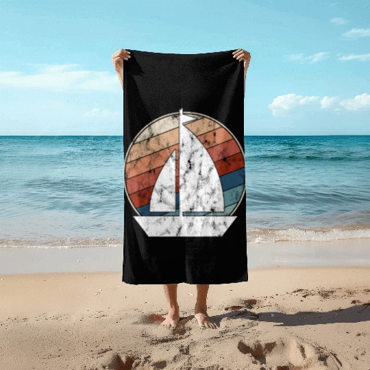Sailing Boat Retro Style Beach Towels