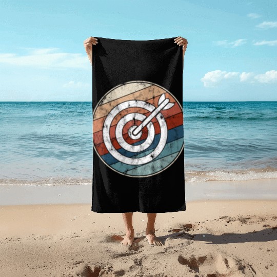 Retro Archery Bullseye Beach Towels
