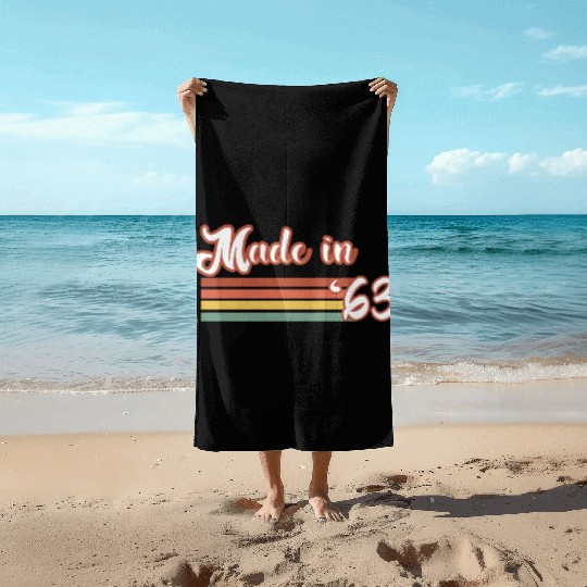 Vintage 1963 61th Birthday Made in 1963 Born in 19 Beach Towels