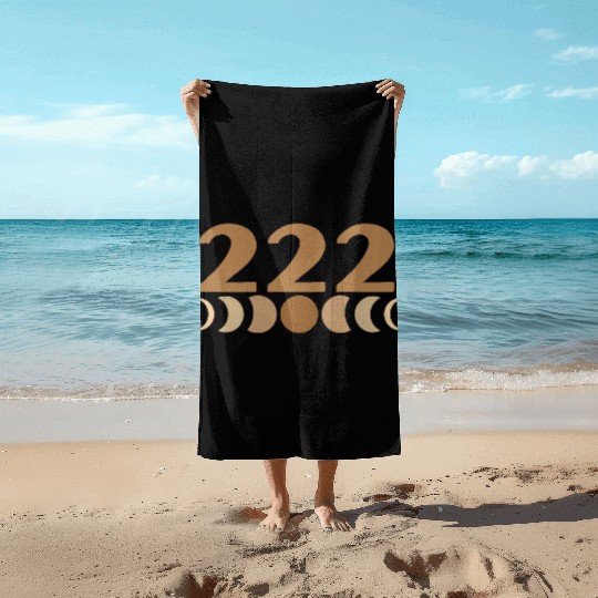Moon Cycle Brown Angel Numbers 222 Beach Towels