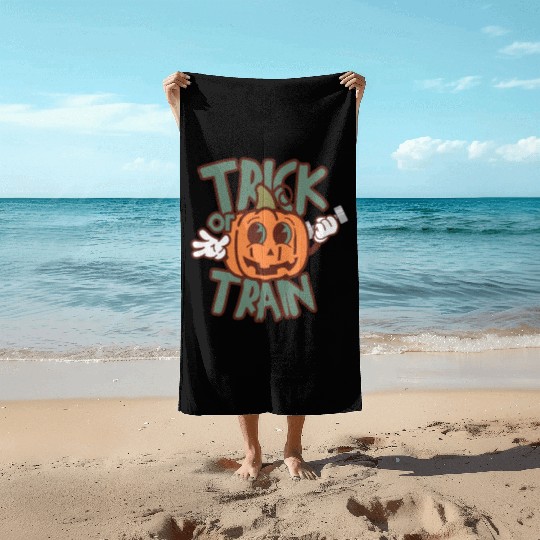 Trick or Train Beach Towels