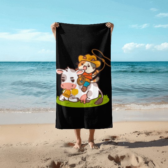 Meow Dy Yeehaw Cowboy Cat Beach Towels