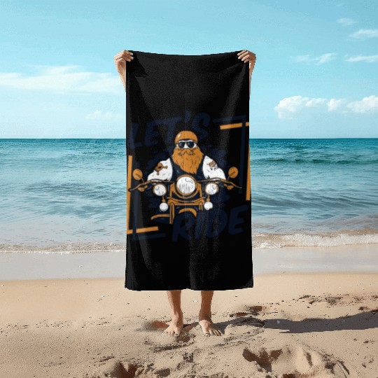 Let's Ride Three-Wheeled Motorcycle Motorcycle Beach Towels