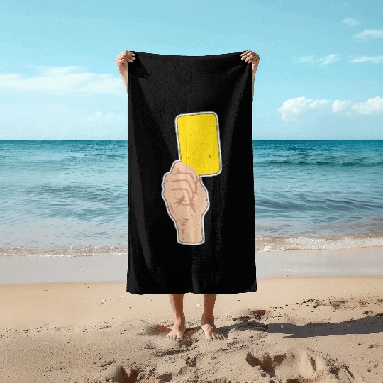 Yellow Card Referee Sports Fan Futball Yellow Card Beach Towels