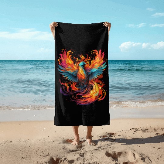 Phoenix Bird Mythical Beach Towels