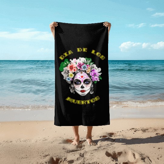 flower girl - day of the dead Beach Towels