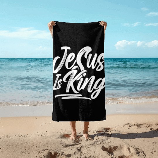 Jesus Is King Love Jesus Christian Christmas Beach Towels