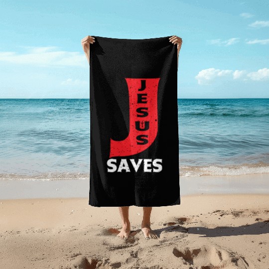 Jesus Saves Love Jesus Christian Christmas Beach Towels