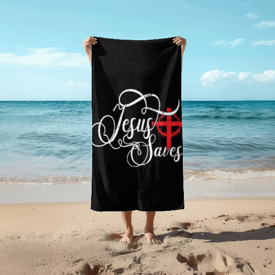 Jesus Saves Love Jesus Christmas Christian Beach Towels