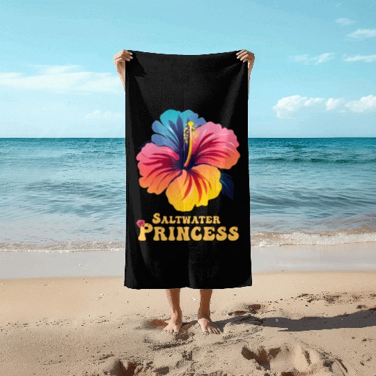 Surfing Girl Colorful Hibiscus Beach Towels