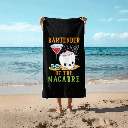 Bartender of the Macabre Bartender Halloween Beach Towels