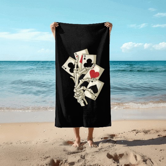 Skeleton Poker Ace Texas Holdem Cards Beach Towels