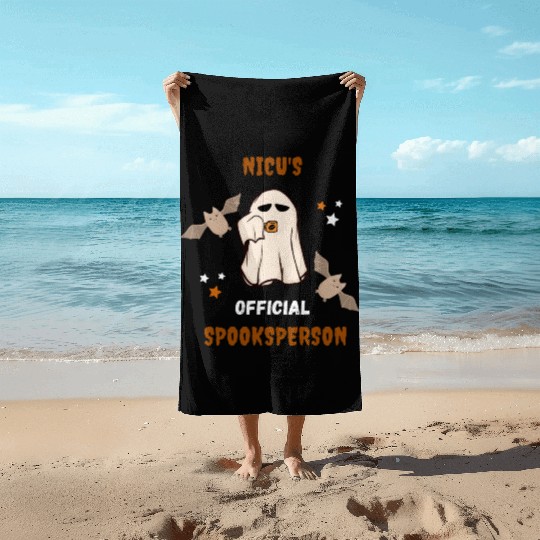 Cute NICU Halloween | NICU official spooksperson Beach Towels