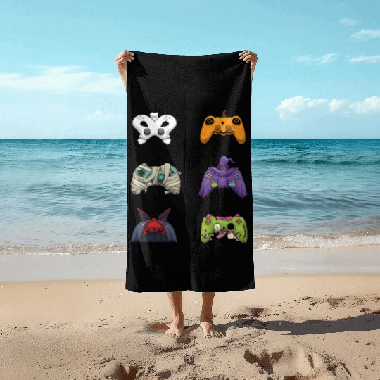 Gaming Gamer Game Controller Lazy Creepy Halloween Beach Towels