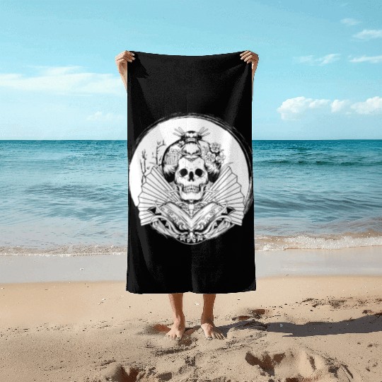 Geisha Skull Beach Towels