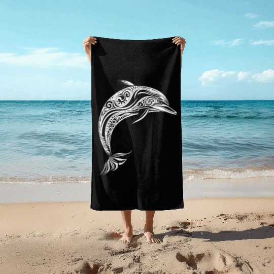Dolphin maori design Beach Towels