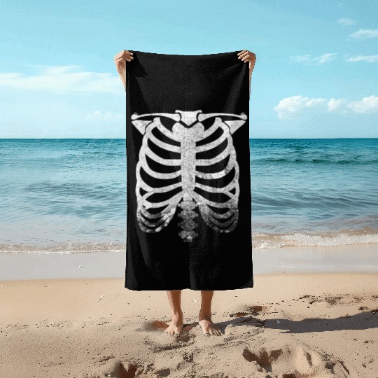 Halloween Skeleton Rib Cage Beach Towels