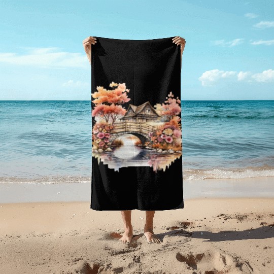 Vintage Wildflower Poster Green Botanical Wall Art Beach Towels