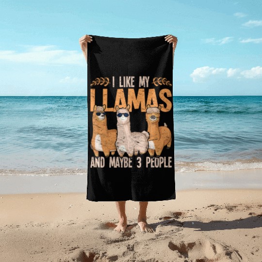 I like my llamas and maybe 3 people alpaca Beach Towels