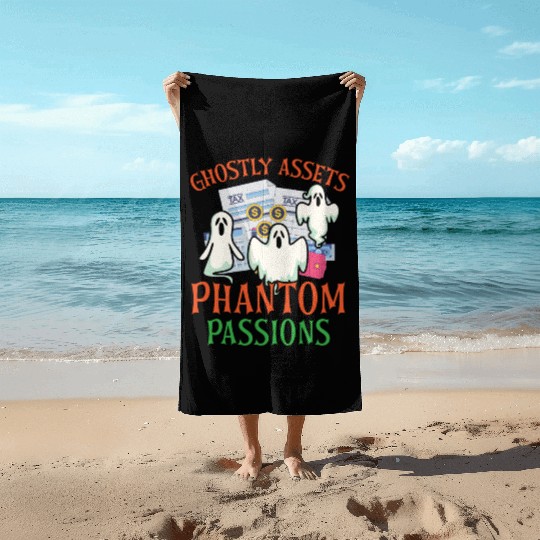 Ghostly Assets Phantom Passions Scary Halloween Beach Towels