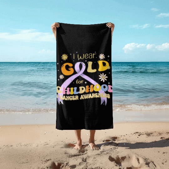 I Wear Gold For Childhood Cancer Awareness Beach Towels