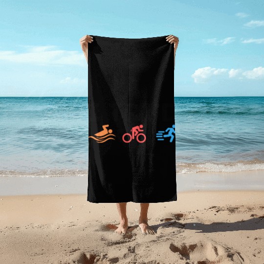 I Swimming Cycling Running Marathoner Beach Towels