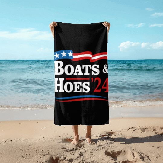Boats & Hoes 24 Vintage Retro Meme Step Brother Beach Towels