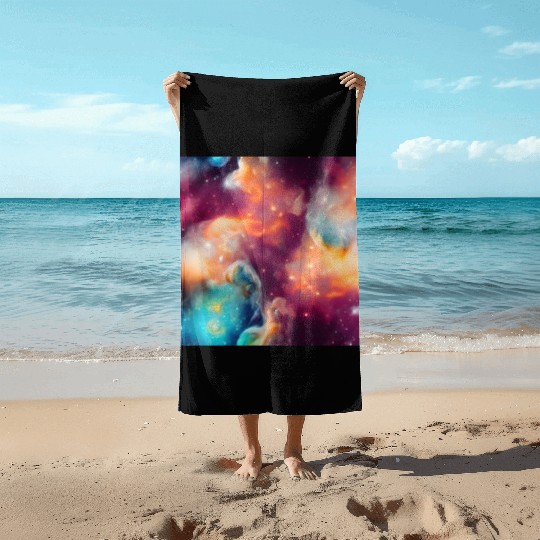 Galaxy nebula abstract design Beach Towels