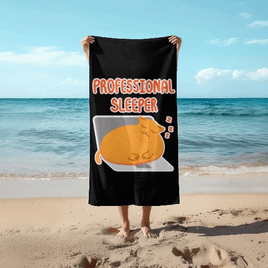 Professional Sleeper Lazy orange cat Beach Towels