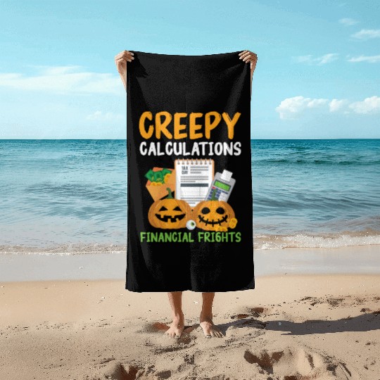 Creepy Calculations Financial Frights Halloween Beach Towels