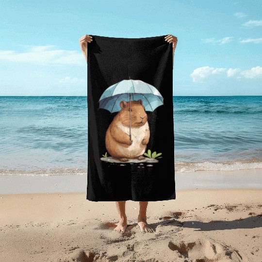 Capybara In Nature Beach Towels