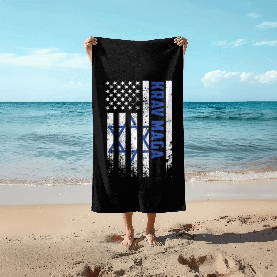 Krav Maga American USA Israel Flag Beach Towels