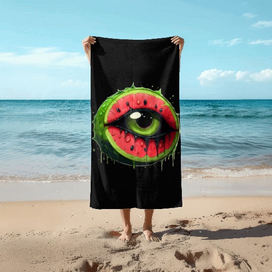 Slice of Watermelon Eye Beach Towels