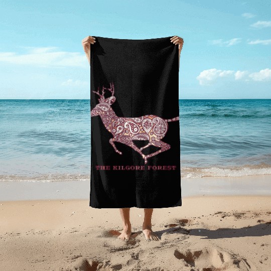 Deer - Maroon Beach Towels