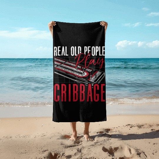 Cribbage Real Old People Play Cribbage Board Game Beach Towels