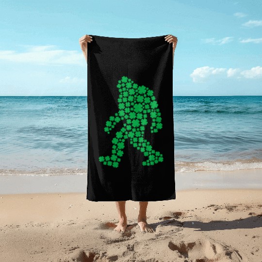 Clover Bigfoot St Patrick's Day Boys Shamrock Beach Towels