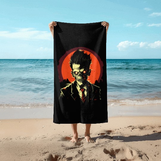 Zombie Apocalypse Ready for Halloween Grim Reaper Beach Towels