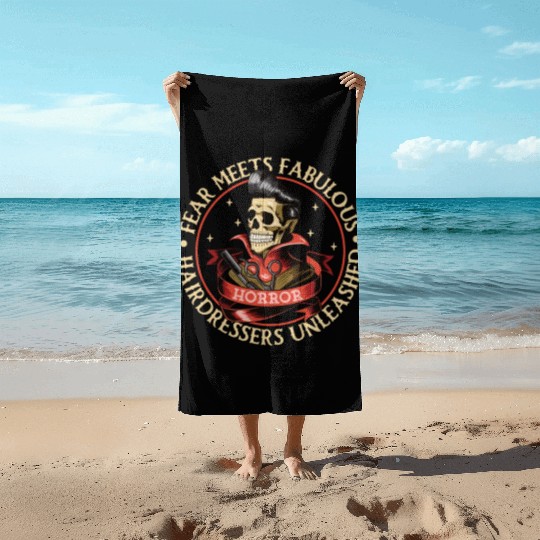 Horror Barber Spooky Hairdresser Hairstylist Hair Beach Towels