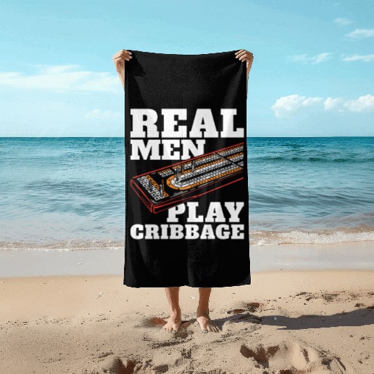 Cribbage Real Men Play Cribbage Loves Board Game Beach Towels
