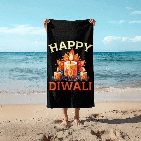 Happy Diwali Diwali Festival Indian Hindu Hinduism Beach Towels
