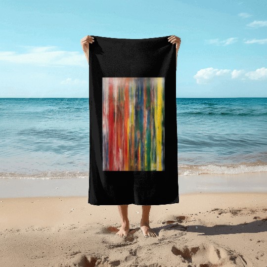 Colorful Abstract Painting with Brushstrokes and D Beach Towels