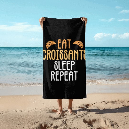 Croissant Love Joke Bakery Bread Pastry Patisserie Beach Towels