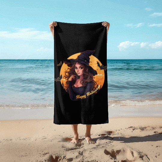 Enchanting Witch - Happy Halloween Beach Towels