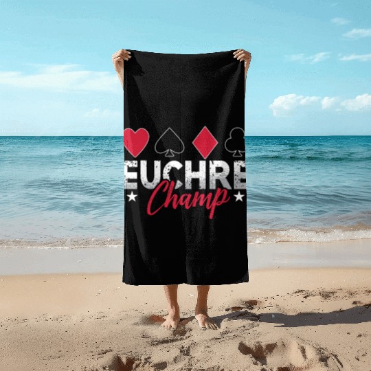 Euchre Champ Playing Cards Pinochle Board Game Beach Towels
